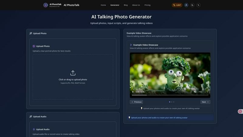 AIPhotoTalk application interface and features