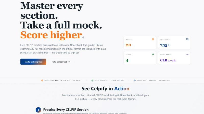 Celpify application interface and features