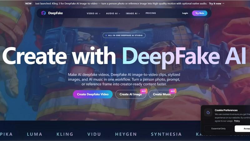 Deepfakeai application interface and features