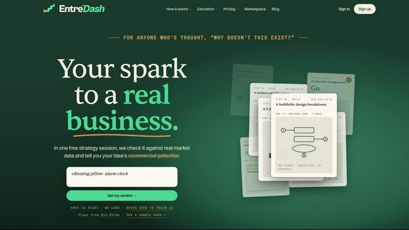 EntreDash application interface and features