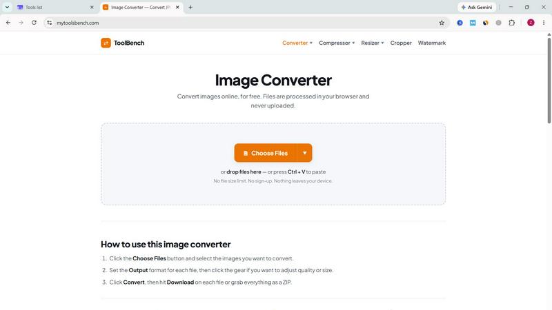 ToolBench application interface and features