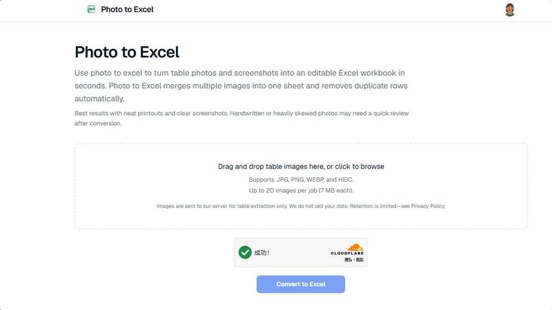 Photo to Excel application interface and features