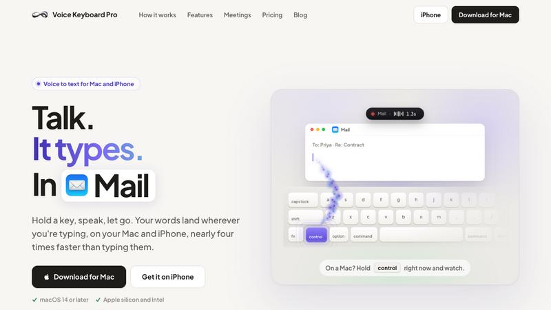 Voice Keyboard Pro application interface and features